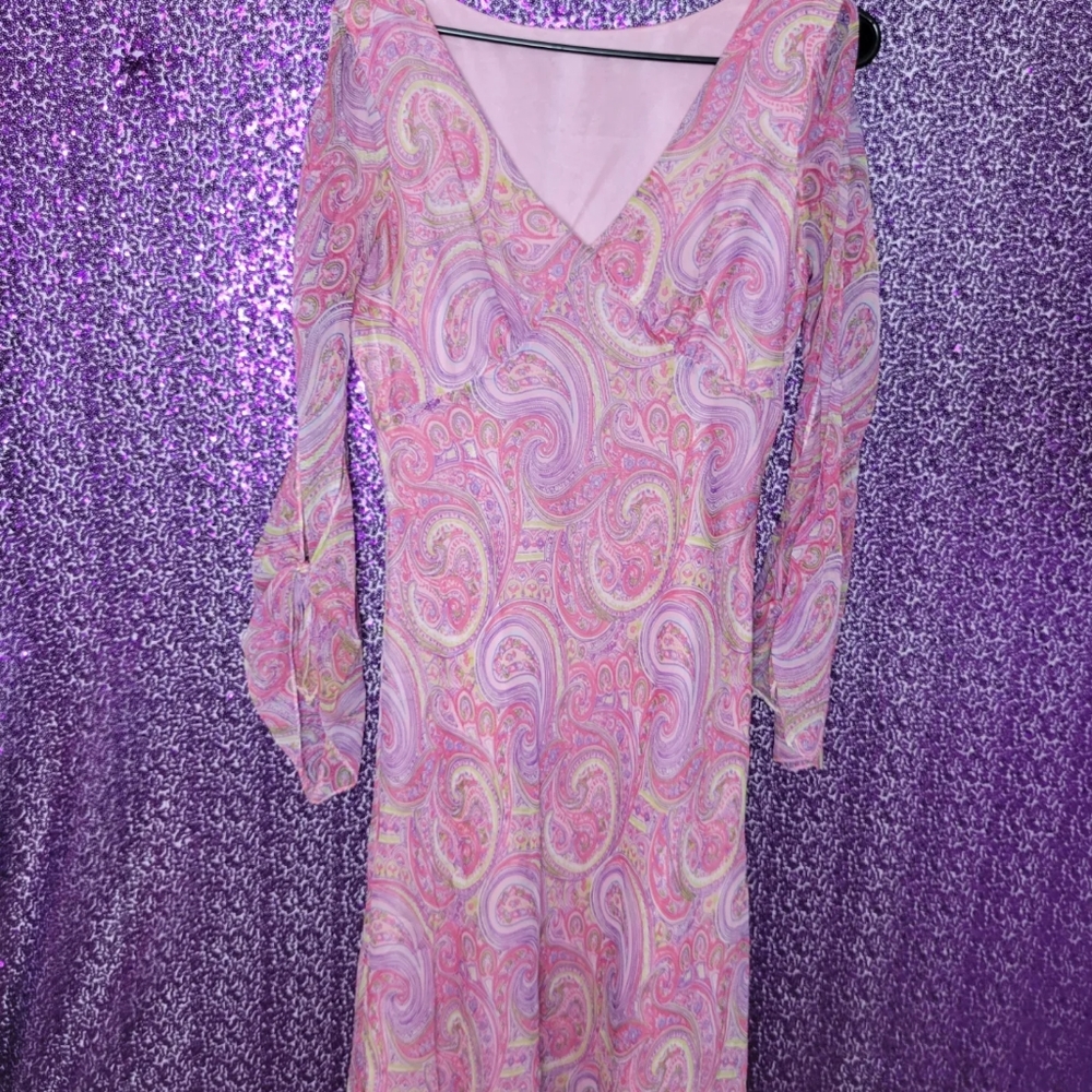 Vintage Pink Paisley Princess open sleeve dress